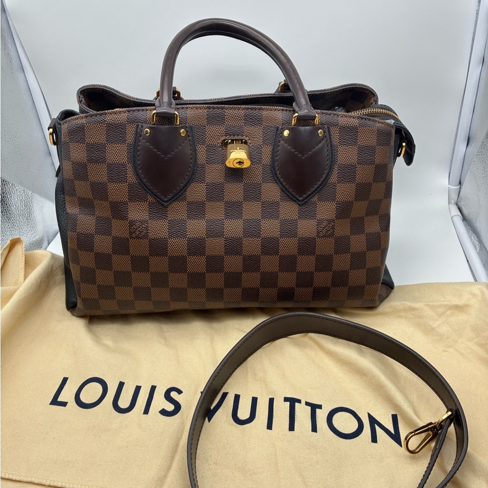 Louis Vuitton Damier Ebene Normandy hand bag with strap and dust bag